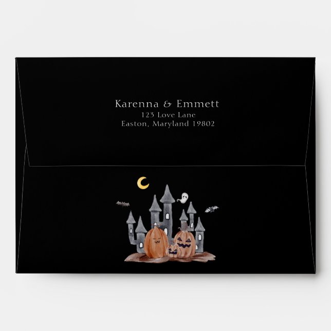 Enveloppe Faire-part de Baby Shower Bohème pour Halloween (Dos (Haut rabat))