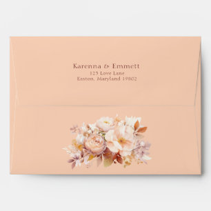 Enveloppe Faire-part de Baby Shower d'automne aux fleurs vin
