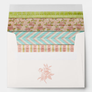 Enveloppe Faire part de fête champêtre avec des roses Shabby