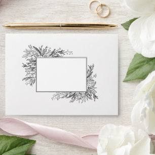 Enveloppe Faire-part de mariage à la végétation blanche et n