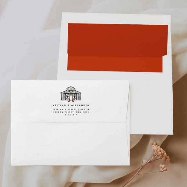 Enveloppe Faire-part de mariage à revêtement orange chic gra (Créateur téléchargé)