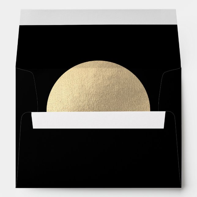 Enveloppe Faire-part de mariage Abstrait moderne Black & Gol (Dos (Bas))