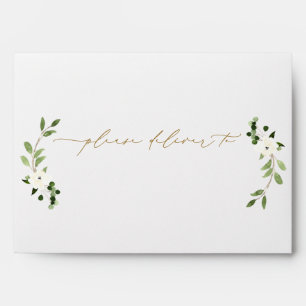 Enveloppe Faire-Part de Mariage Aquarelle Verdure Rustique
