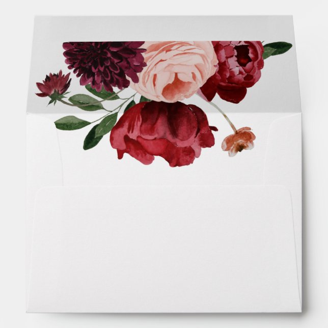 Enveloppe Faire-part de mariage aux fleurs de Bourgogne (Dos (Bas))