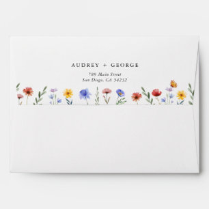Enveloppe Faire-part de mariage aux fleurs sauvages vibrante