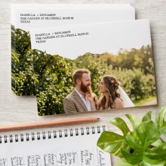 Enveloppe Faire-part de mariage avec photo et papier déchiré