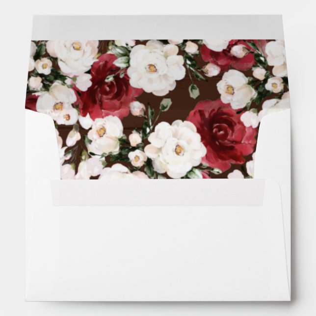 Enveloppe Faire-part de mariage Blanc Bourgogne Floral Russe (Dos (Bas))