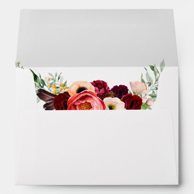 Enveloppe Faire-part de mariage bohème floral à l'aquarelle  (Dos (Bas))