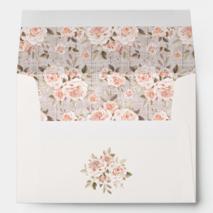 Enveloppe Faire-part de mariage Bois Rustique & Roses Romant