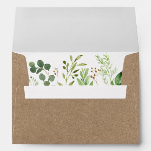 Enveloppe Faire-part de mariage Botanique Vert Kraft