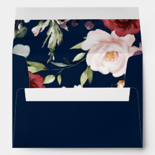 Enveloppe Faire-part de mariage Burgundy Navy Blue Floral