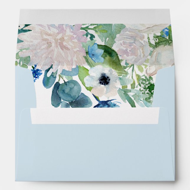 Enveloppe Faire-part de mariage classique aux fleurs blanche (Dos (Bas))