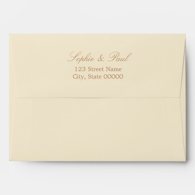 Enveloppe Faire-part de mariage crème beige (Dos (Haut rabat))