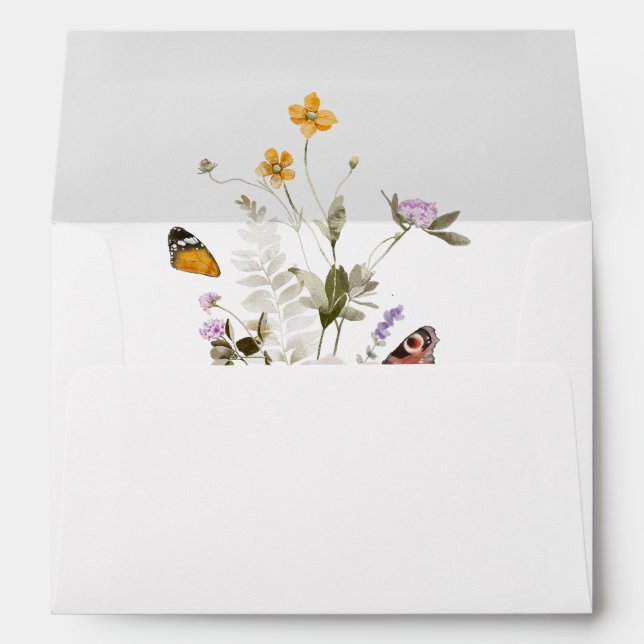 Enveloppe Faire-part de mariage d'aquarelle florale de print (Dos (Bas))