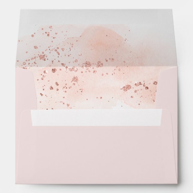 Enveloppe Faire-part de mariage d'aquarelle or rose (Dos (Bas))