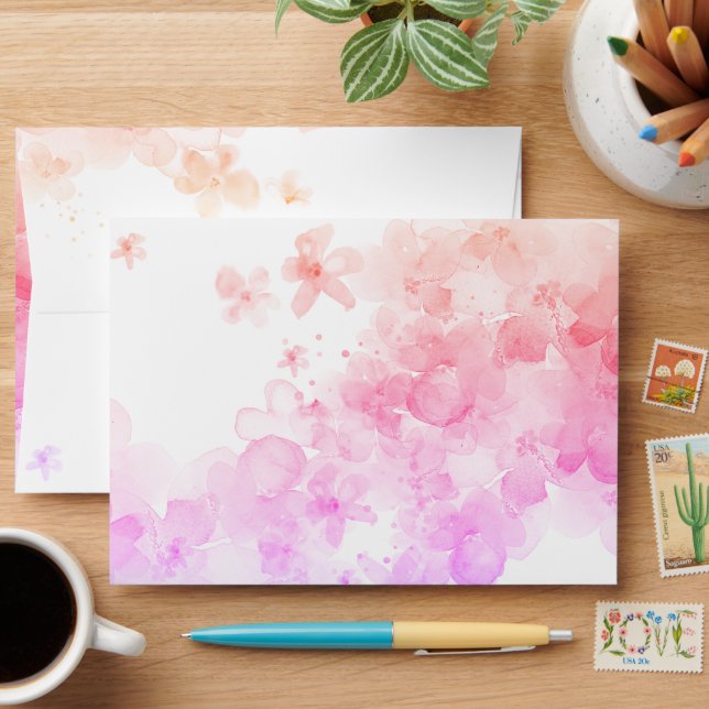 Enveloppe Faire-part de mariage de fleurs de cerisier rose (Desk)