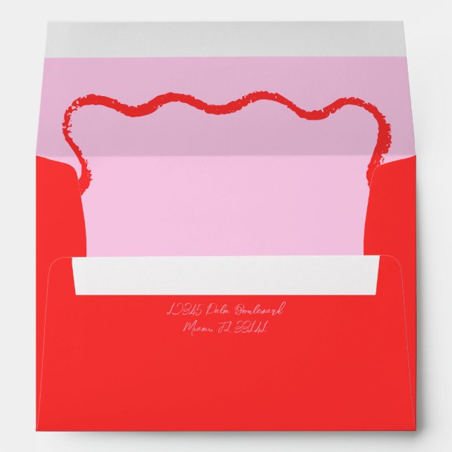 Enveloppe Faire-part de mariage de gigogne rouge et rose (Dos (Bas))