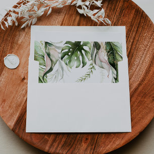 Enveloppe Faire-part de mariage de verdure tropicale Gold