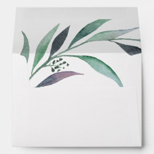 Enveloppe Faire-part de mariage d'eucalyptus pourpre et vert