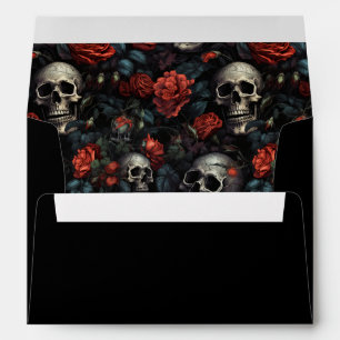 Enveloppe Faire-part de mariage d'Halloween crâne gothique