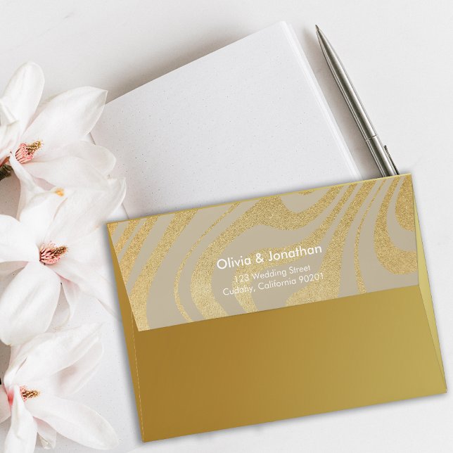 Enveloppe Faire-part de mariage d'or dégradé minimal (Elegant Modern Champagne Gold Wedding Envelope)