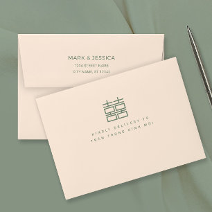 Enveloppe Faire-part de mariage Double Bonheur Moderne