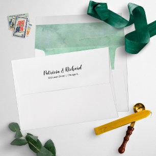 Enveloppe Faire-part de mariage extérieur de forêt à l'aquar