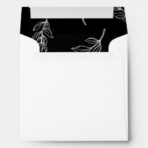 Enveloppe Faire-part de mariage feuilles noir et blanc