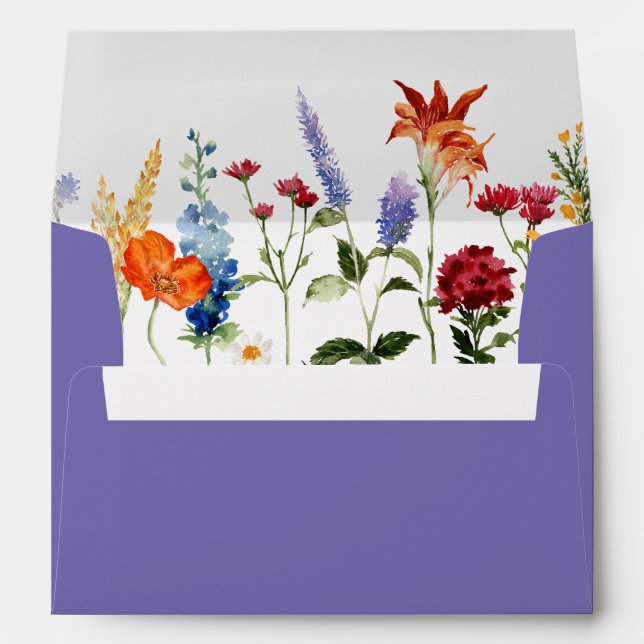 Enveloppe Faire-part de mariage Fleur sauvage couleur aquare (Dos (Bas))