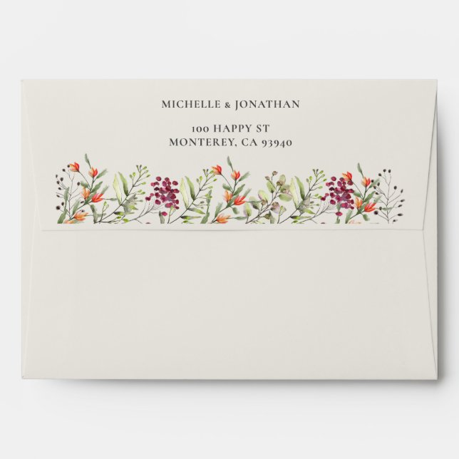 Enveloppe Faire-part de mariage fleur sauvage Mead (Dos (Haut rabat))
