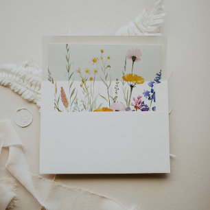 Enveloppe Faire-part de mariage Fleur sauvage multicolore mo