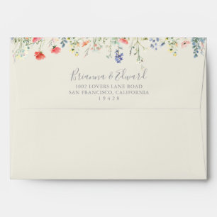 Enveloppe Faire-part de mariage Fleur sauvage multicouleur