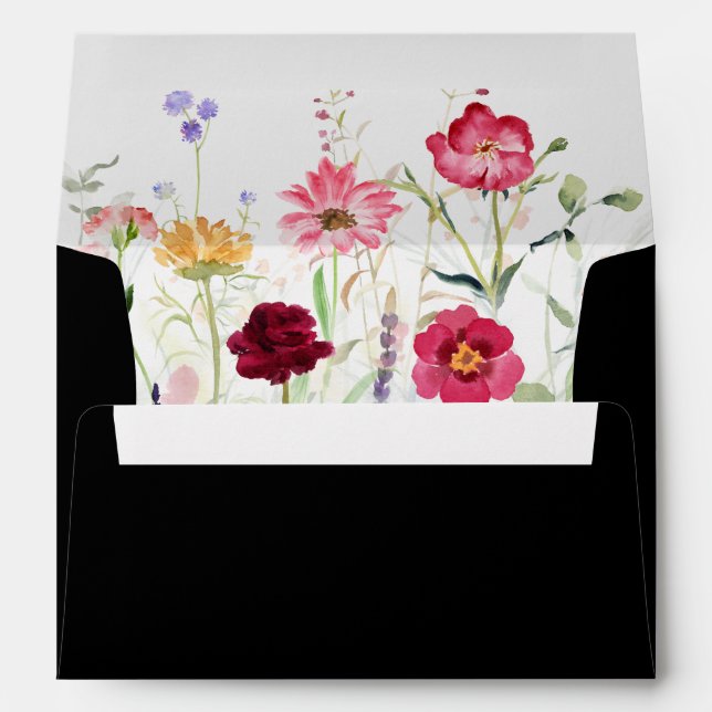 Enveloppe Faire-part de mariage Fleur sauvage multicouleur d (Dos (Bas))