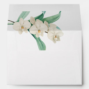 Enveloppe Faire-part de mariage floral aux orchidées blanche