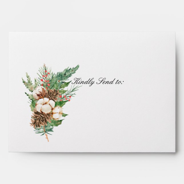 Enveloppe Faire-part de mariage floral blanc à pin creux (Devant)