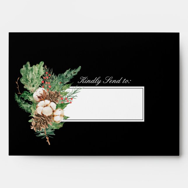 Enveloppe Faire-part de mariage floral blanc à pin creux (Devant)