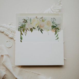 Enveloppe Faire-part de mariage floral d'aquarelle illustrée