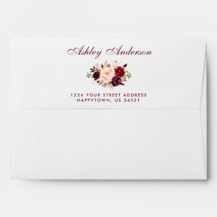 Enveloppe Faire-part de mariage floral de Bourgogne