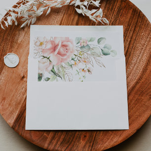 Enveloppe Faire-part de mariage floral de feuillage vert or