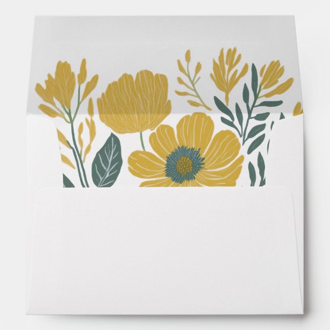 Enveloppe Faire-part de mariage floral jaune betercup (Dos (Bas))