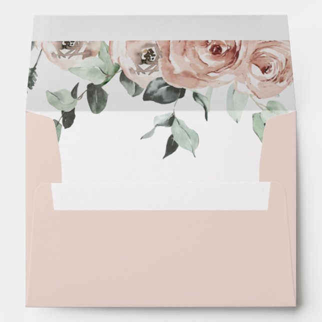 Enveloppe Faire-part de mariage floral rose poussiéreux (Dos (Bas))