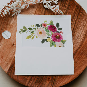 Enveloppe Faire-part de mariage floral rose vert