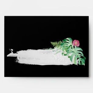 Enveloppe Faire-part de mariage florale noire tropicale