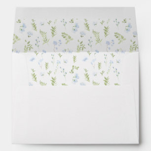Enveloppe faire-part de mariage florale verte bleu
