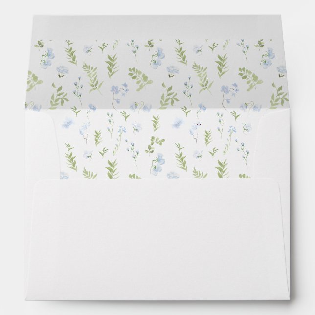 Enveloppe faire-part de mariage florale verte bleu (Dos (Bas))
