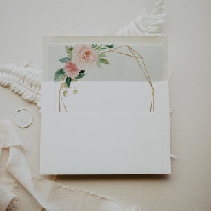 Enveloppe Faire-part de mariage géométrique vert or