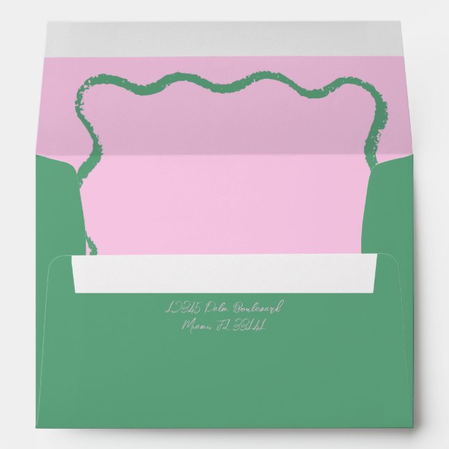 Enveloppe Faire-part de mariage gigogne vert et rose (Dos (Bas))