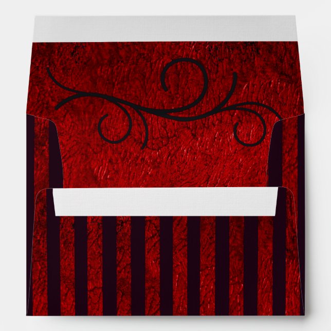 Enveloppe Faire-part de mariage gothique rouge profond noir  (Dos (Bas))