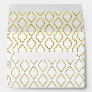 Enveloppe Faire-part de mariage marocain élégant or et blanc