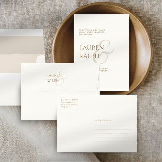 Enveloppe Faire-part de mariage minimaliste crémeux à revête